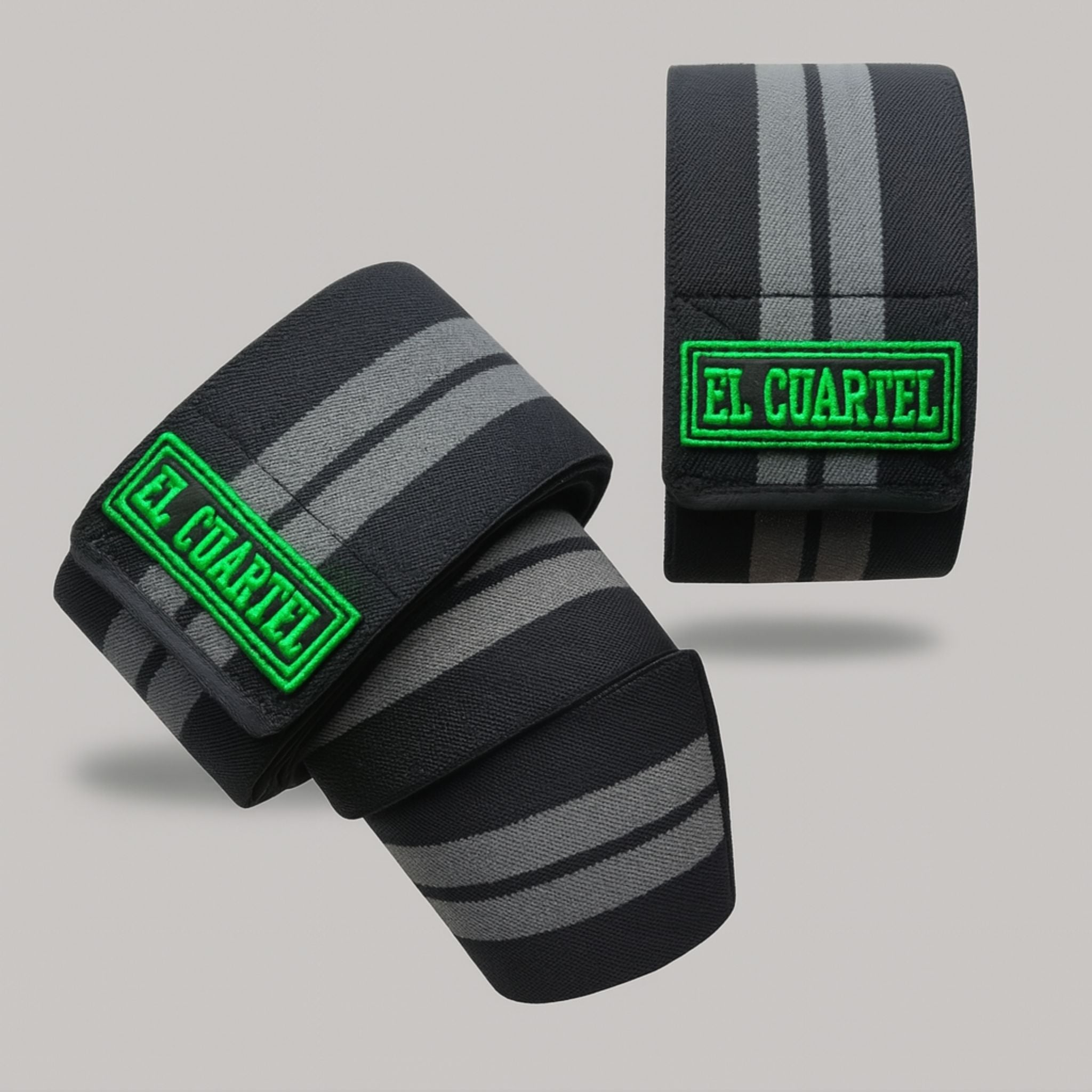 Bandas de compresión El Cuartel para rodillas y codos — soporte extremo y protección total en entrenamientos pesados.